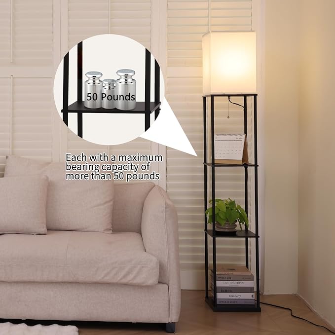 Gupuzm Floor Lamp with Shelves, Modern Square Standing Lamp with 3 Color - Image 4