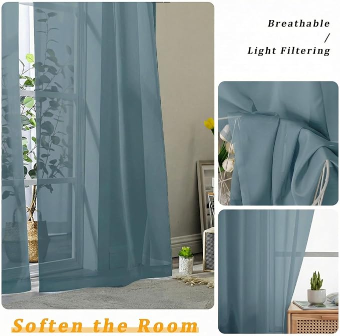 Gwine Short Kitchen Sheer Curtains 30 Inch Length - Image 5