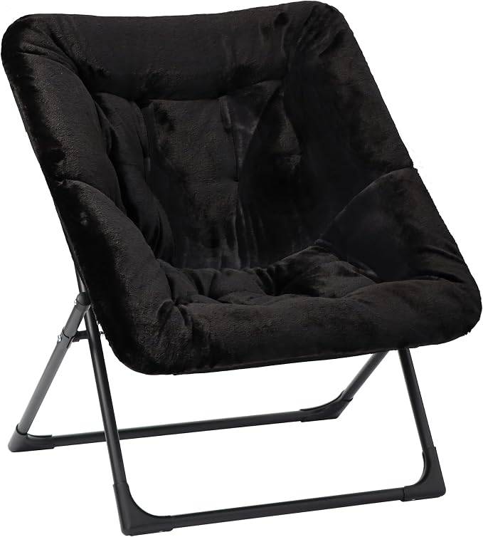 Comfy Saucer Chair for Adults, Soft Faux Fur Bedroom Chair, Accent Dorm Chairs by MordchilHF