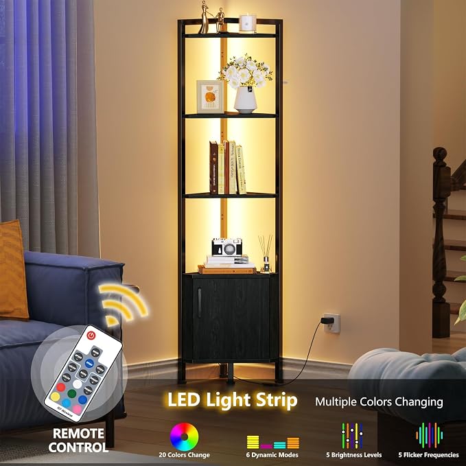 Furnulem Corner Shelf, 5-Tier Corner Cabinet - Image 4