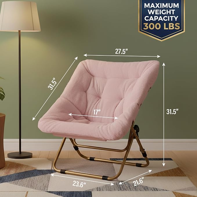 Tiita Comfy Folded Chair, Soft Faux Fur Oversized Folding Accent Chair - Image 3