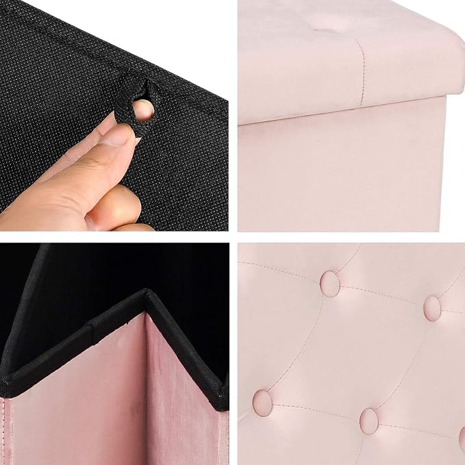 B FSOBEIIALEO Folding Storage Ottoman, Long Ottomans Shoes Bench, Velvet - Image 7