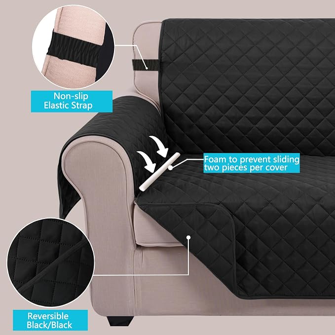 U-NICE HOME Recliner Chair Covers Reversible Quilted Water Repellent Pet - Image 3