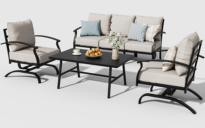 ALAULM 4 Piece Patio Furniture Set, Outdoor Metal Patio Furniture - Image 8