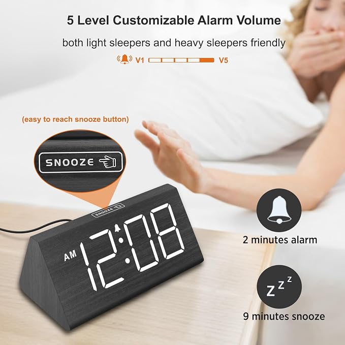 DreamSky Wooden Digital Alarm Clock - Image 6