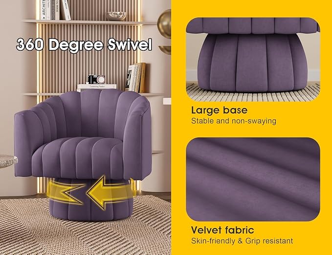 Dewhut Swivel Accent Chair, 360° Swivel Barrel Chair - Image 7