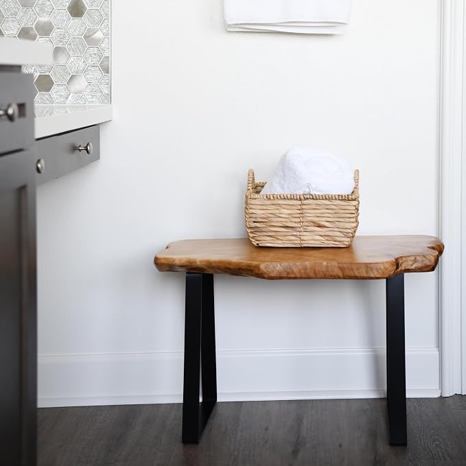 WELLAND Live Edge Cedar Bench, Farmhouse Entryway Bench - Image 9