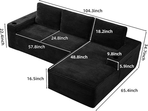 104" L Shaped Boneless Sectional Couches - Image 2