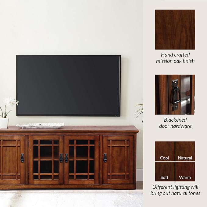 Leick Home 82360 Solid Wood Mission Oak Four Door TV Stand - Image 8