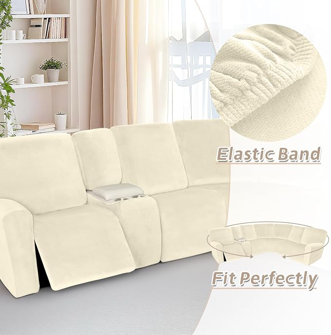 Arfntevss Sectional Recliner Couch Covers Velvet Washable Corner Sectional Sofa - Image 6