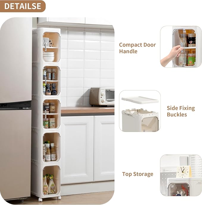 5-Tier Tall Narrow Storage Cabinet, Slim Bathroom Storage Cabinet - Image 6