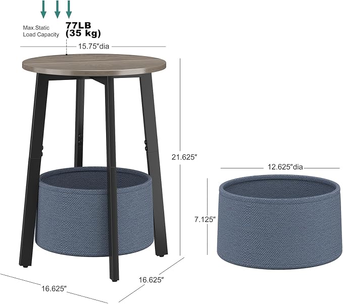 sthmec Small Round Side End Table Set of 2 - Image 3
