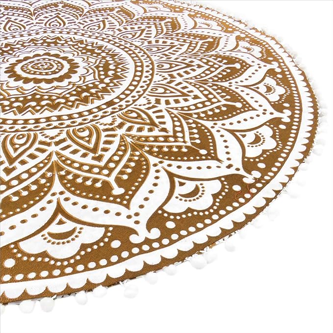 32" Brown White Floor Meditation Pillow Cushion Seating Throw Cover Hippie - Image 5