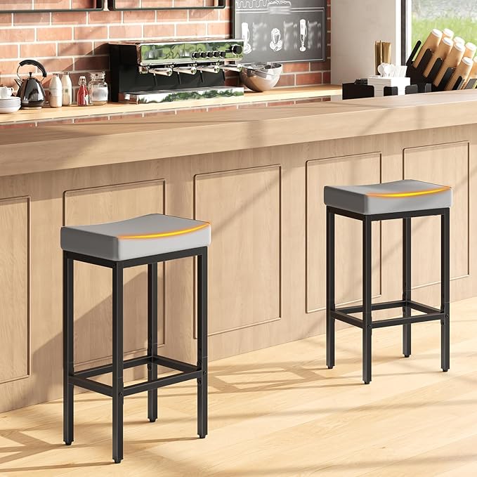 HOOBRO Bar Stools Set of 2, 24.8 Inches Bar Chairs, Counter Height Stools - Image 8