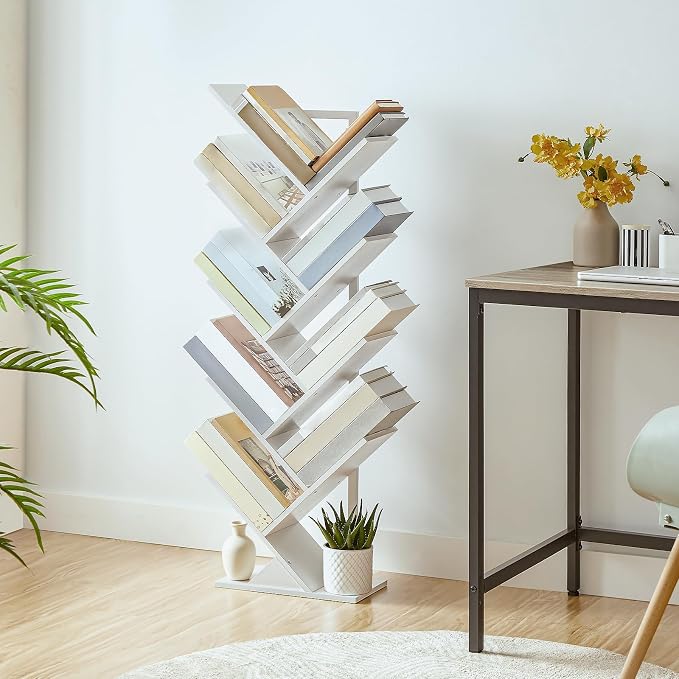 HOOBRO Tree Bookshelf, 9-Tier Bookcase Wooden Shelves, Floor Standing Storage - Image 4