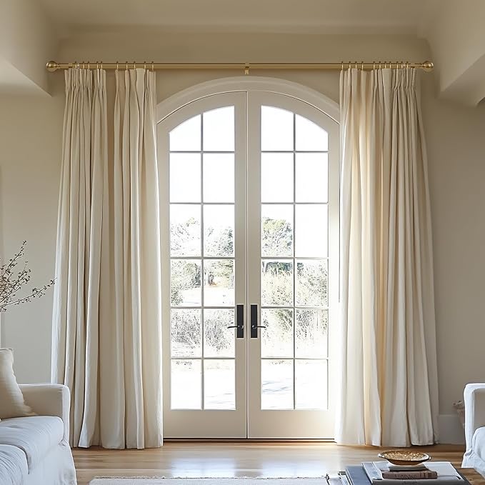 Warm Gold Curtain Rods for Windows 72 to144 Inch Brass Extra Long Heavy Duty - Image 2