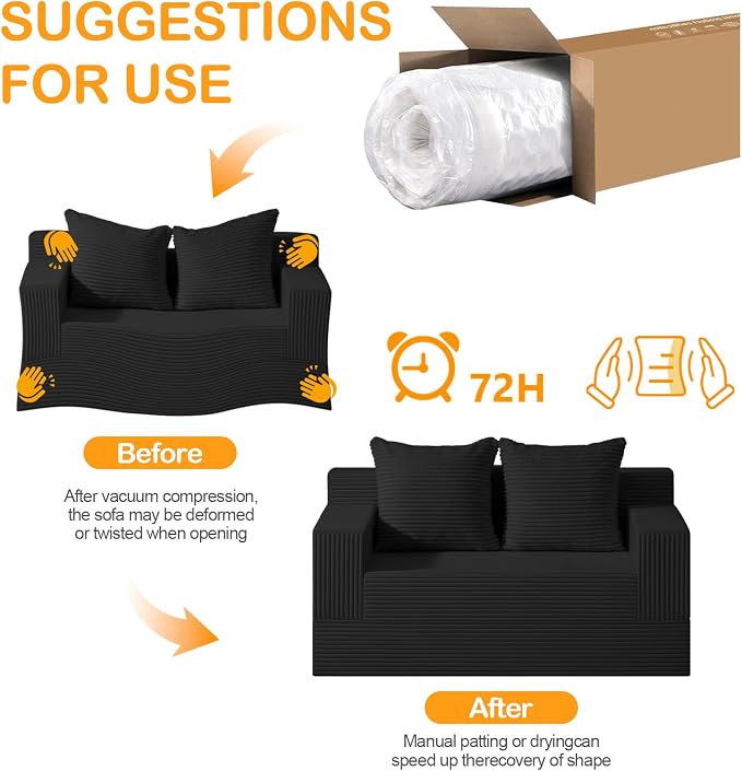 Erament Loveseat Boneless Convertible Sofa Bed, Folding Floor Futon Sleeper - Image 7
