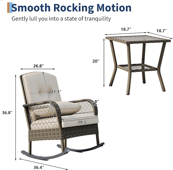 Outdoor Wicker Rocking Chair, Patio Rattan Rocker Chair - Image 2