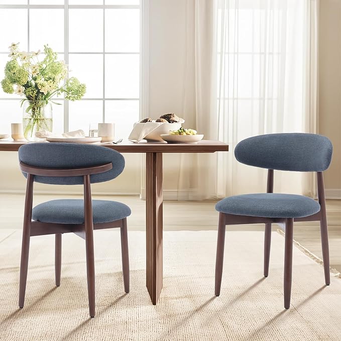 COLAMY Wooden Dining Chairs Set of 2, Modern Fabric Upholstered Dining Room - Image 4