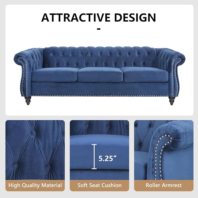 QHITTY 2 Piece Living Room Set, Sectional Chesterfield Sofa Chair Contemporary - Image 4