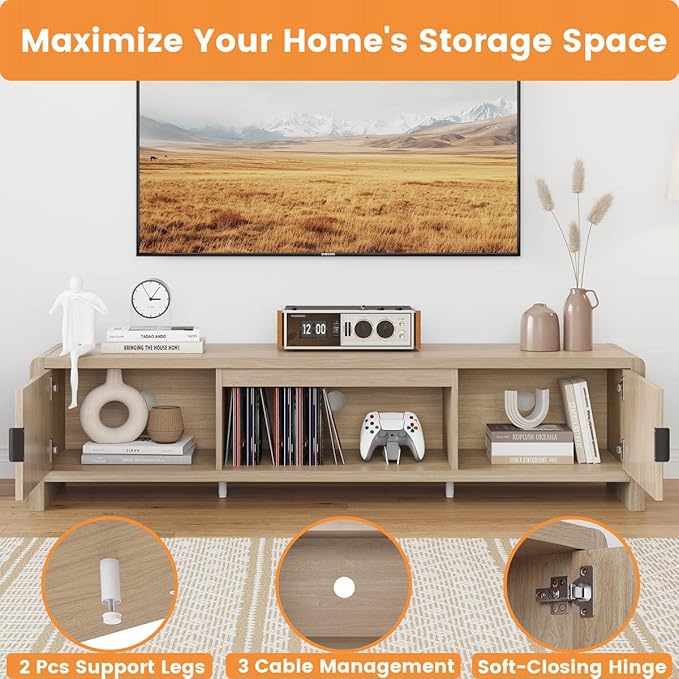 FATORRI TV Stand for TVs up to 75/65/55 Inch, Wood Entertainment Center - Image 5