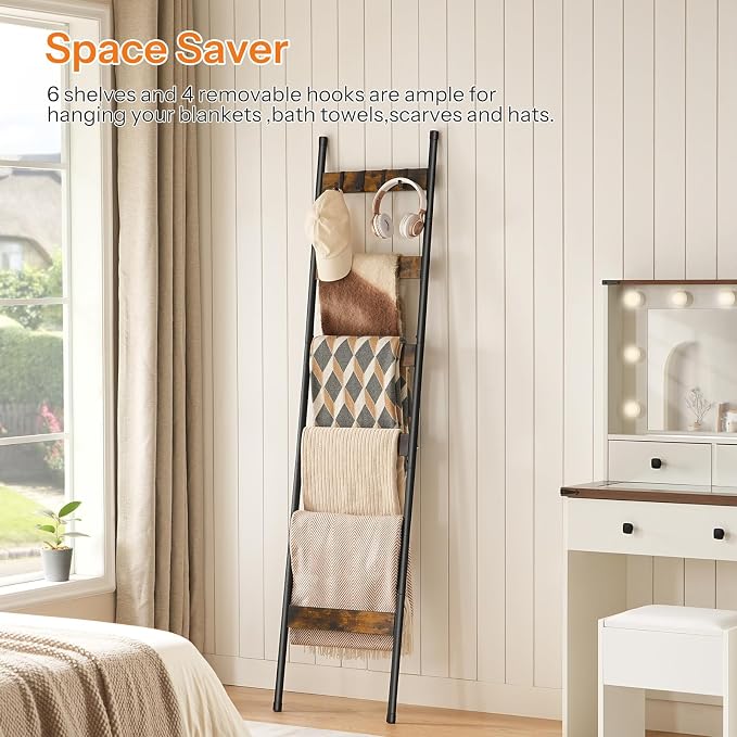 HOOBRO Blanket Ladder, 6-Tier Towel Rack - Image 5