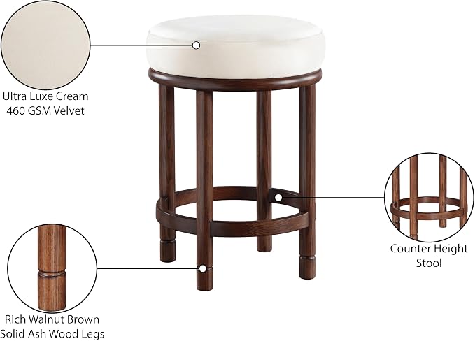 Meridian Furniture 978Cream-C Monette Collection Art Deco Counter Stool - Image 7