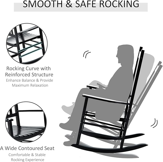 Outsunny Outdoor Rocking Chair, Patio Wooden Rocking Chair - Image 5