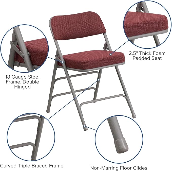 Flash Furniture 4 Pack HERCULES Series Premium Curved Triple Braced & Double - Image 6