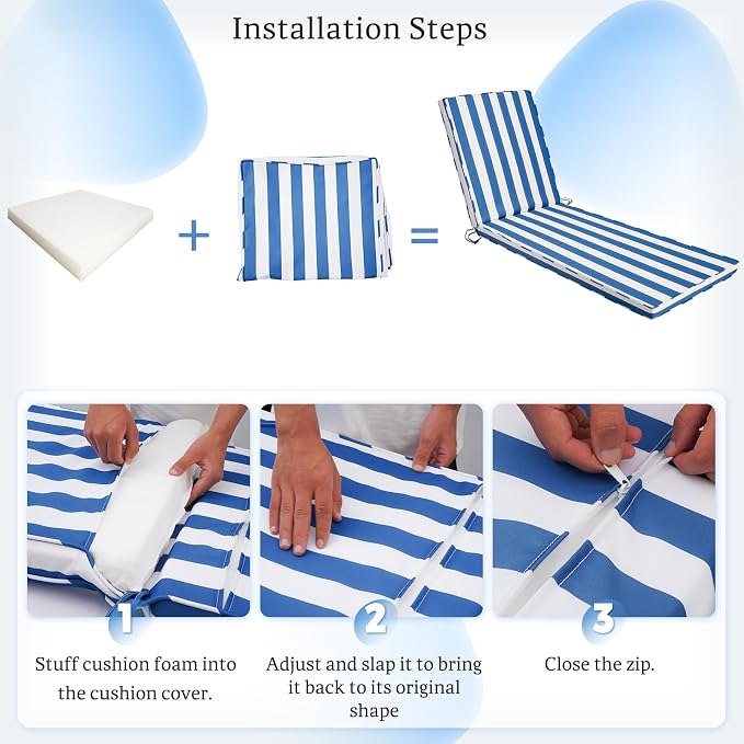 Chaise Lounge Cushions Outdoor Set of 2 - Image 7