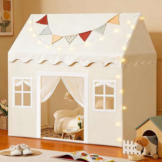 Tiny Land Play Tent with Padded Mat & LED Lights, Kids Tent, Playhouse by TinyLand