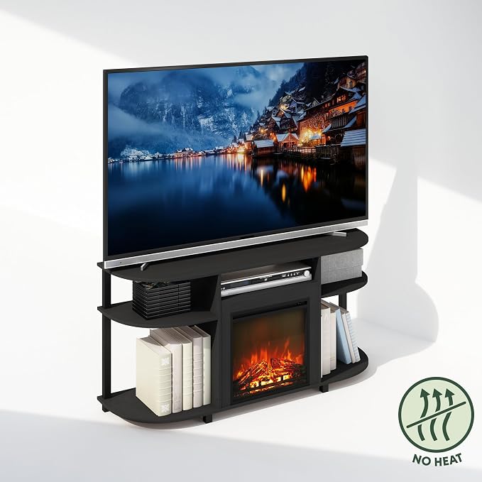 Furinno Jensen Fireplace TV Stand, NO Heat Decorative Electric Fireplace TV - Image 4