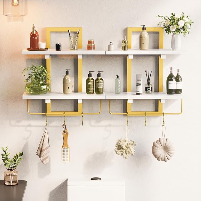 Creso hom Floating Shelves, Hanging Bathroom Shelves 2-Tier, Wall Mounted - Image 3
