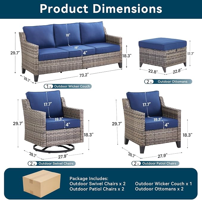 7 Piece Outdoor Patio Furniture Set-All Weather Outdoor Conversation Sets - Image 8
