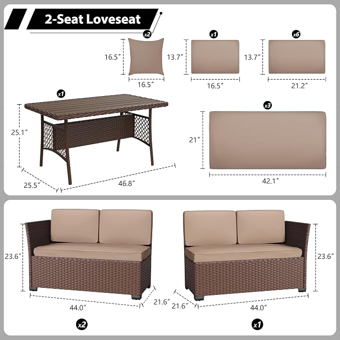 KIGOTY 7 Piece Patio Furniture Set, Outdoor PE Wicker Rattan Outdoor Dining Set - Image 2
