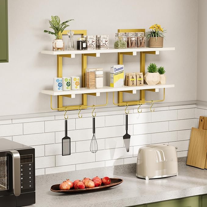 Creso hom Floating Shelves, Hanging Bathroom Shelves 2-Tier, Wall Mounted - Image 7