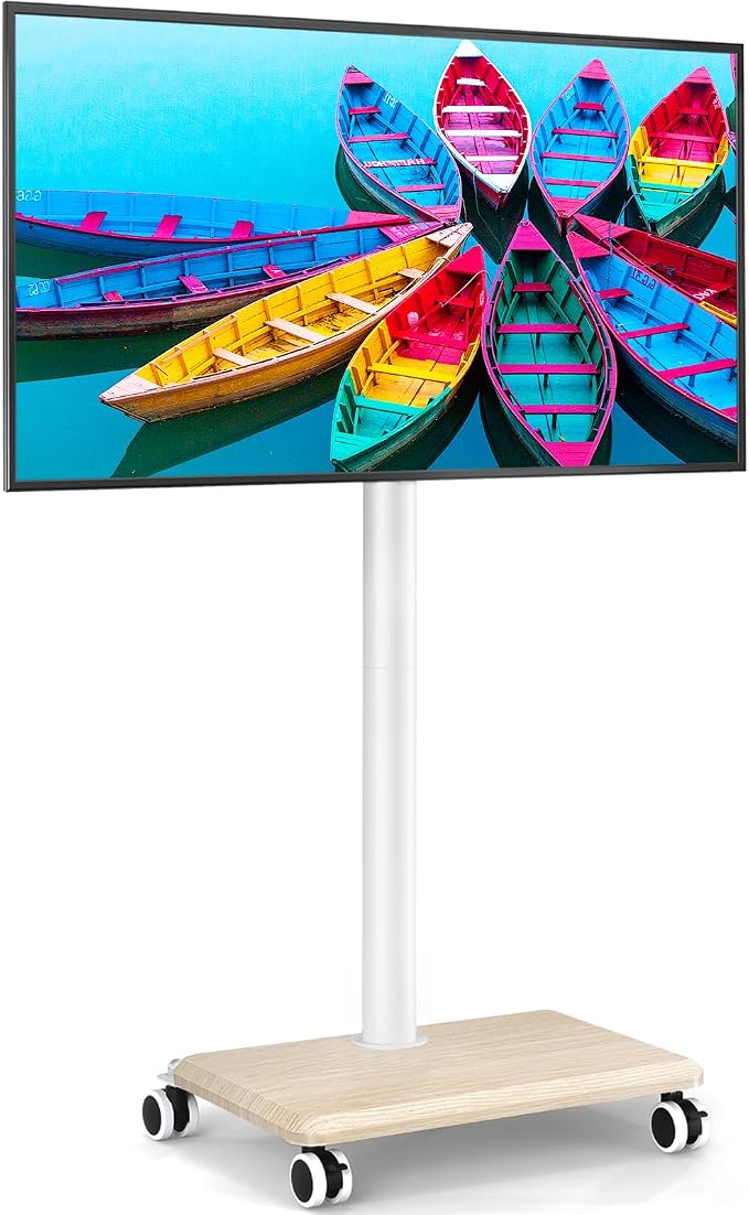 Rfiver Rolling TV Stand for 32 to 55 60 Inch TVs up to 88lbs, Height Adjustable by Rfiver