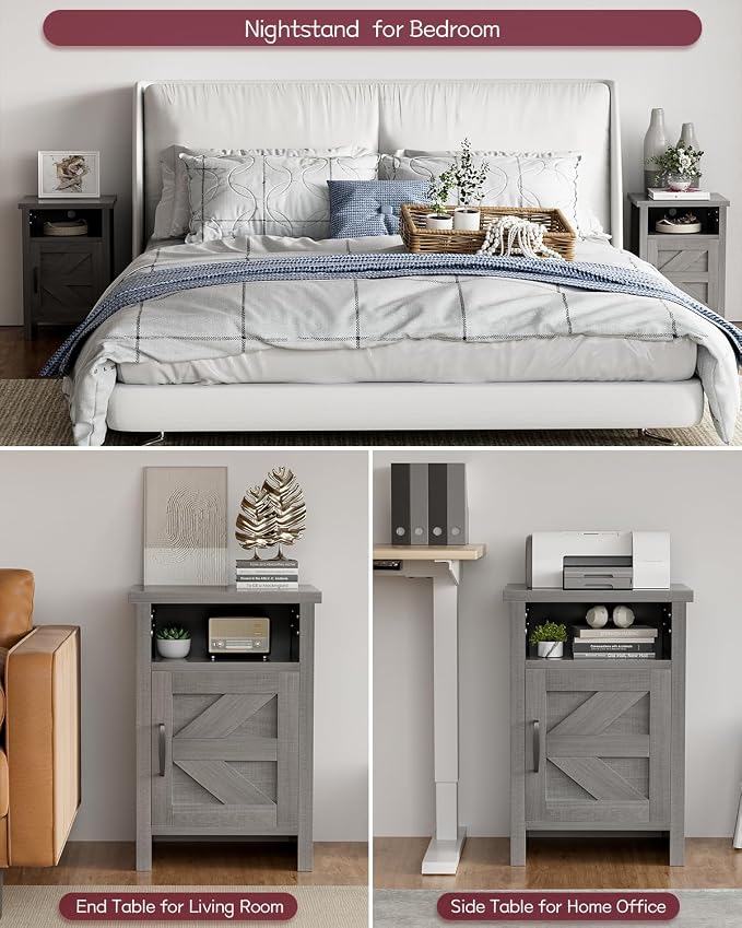 YESHOMY Farmhouse Modern Nightstand - Image 8