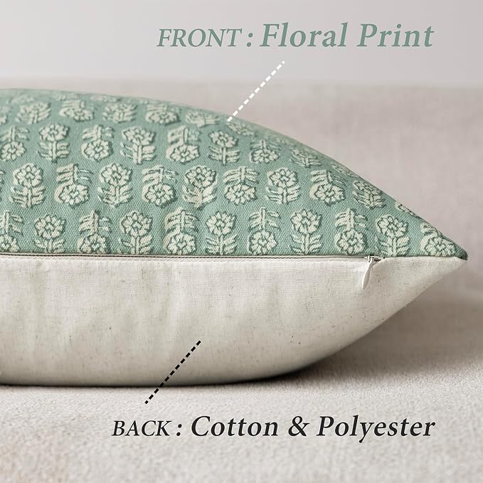 Foindtower Set of 2 Decorative Vintage Floral Print Throw Pillow Covers Neutral - Image 2