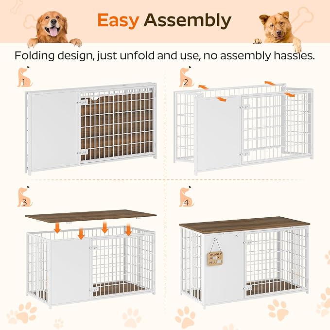 YATINEY Foldable Dog Crate Furniture, 47.2" Dog Crate - Image 2