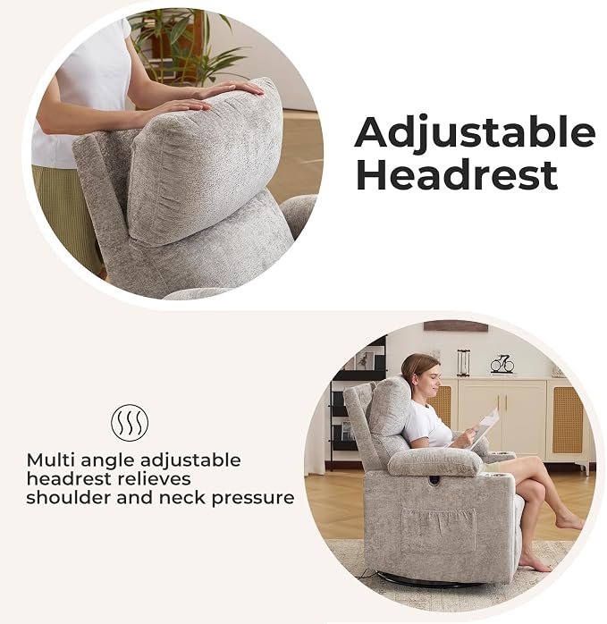 Oversized Power Recliner Chair Swivel Glider - Image 6