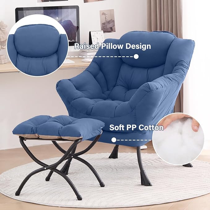 Tiita Lazy Chair with Ottoman, Comfy Leisure Sofa Armchair with Ottoman - Image 4