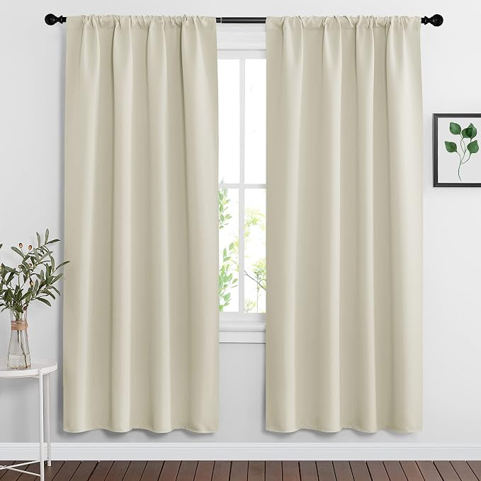 RYB HOME Curtains for Bedroom Living Room 63 inches Long, Thermal Insulated by RYBHOME