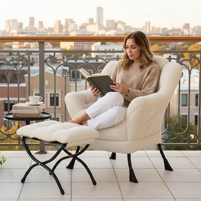 Tiita Lazy Chair with Ottoman, Comfy Leisure Sofa Armchair with Ottoman - Image 3
