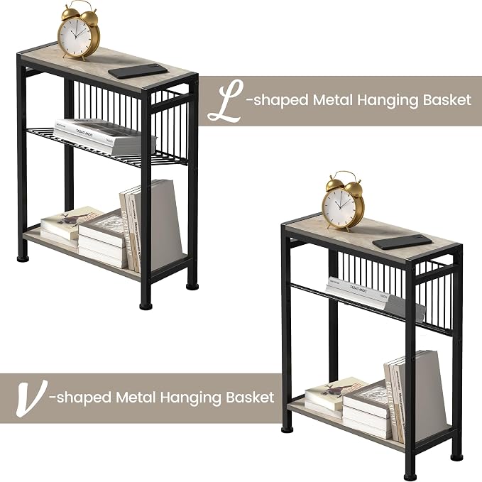 Small Side Table Set of 2 for Small Space, 3-Tier Narrow End Table - Image 5