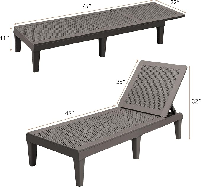 Devoko Outdoor Chaise Lounge Chair Set of 2 - Image 3