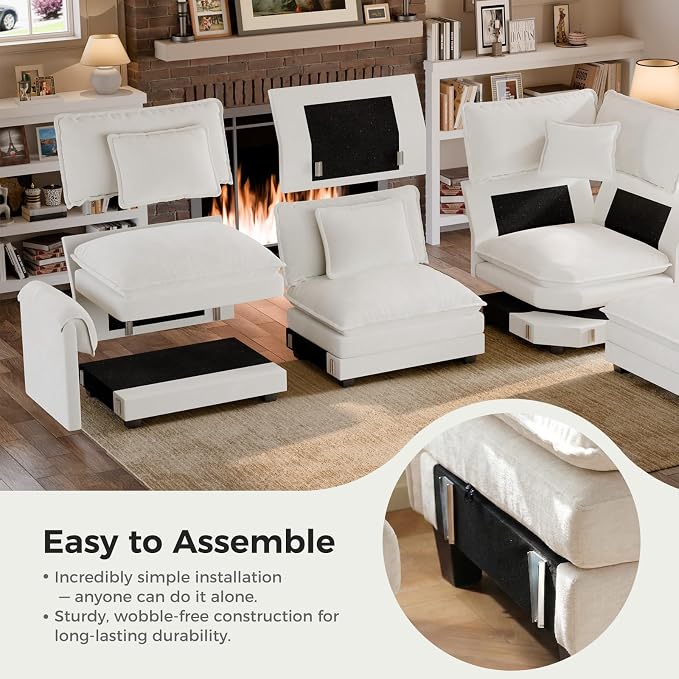 ELUCHANG 114" Oversized V-Shaped Cloud Couch Modular Sectional Sofa - Image 8