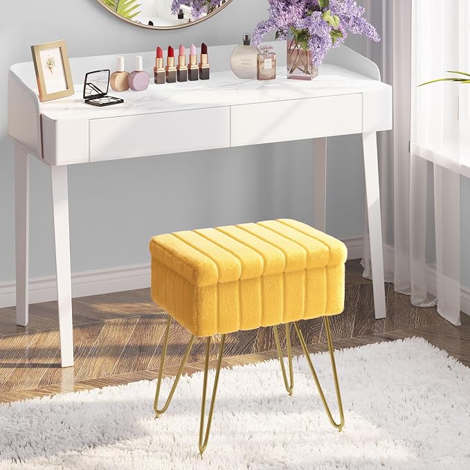 Greenstell Vanity Stool Chair Faux Fur - Image 2