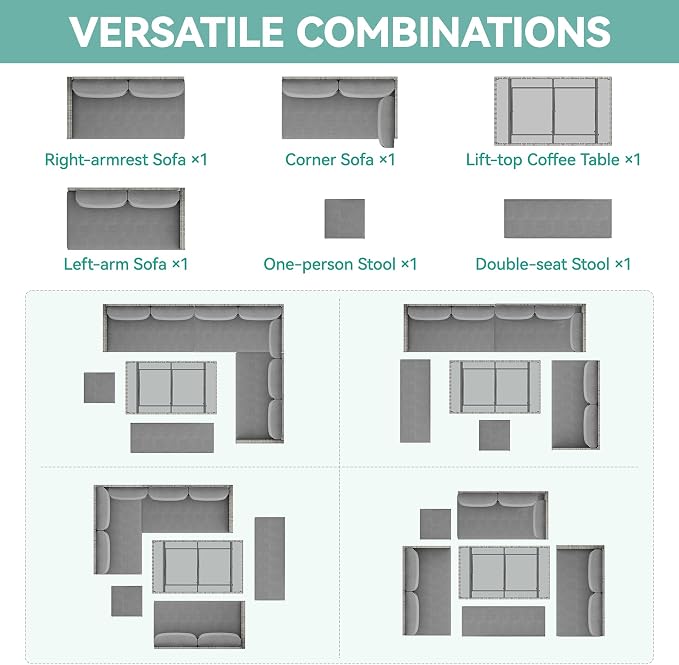 YITAHOME 9 Piece Patio Furniture Set, All-Weather Wicker Outdoor Sectional Sofa - Image 3