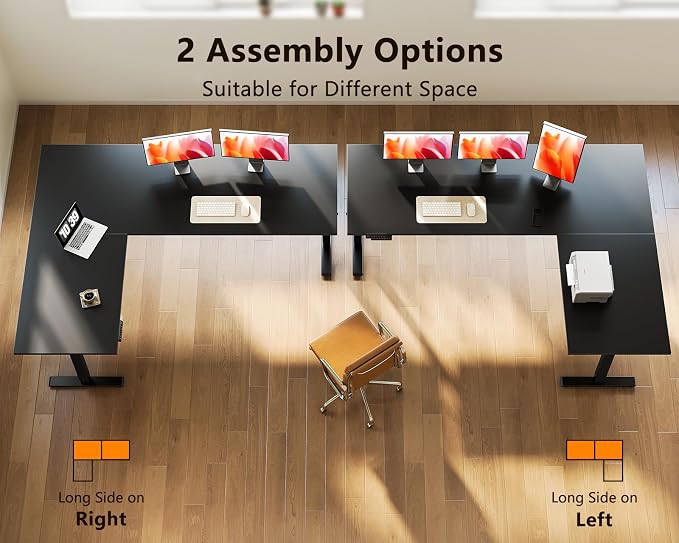 Casaottima 71 Inch Reversible Electric L Shaped Standing Desk, Height - Image 5
